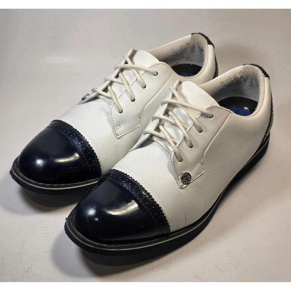 G/FORE White and Navy Two-Tone Golf Oxfords - Picture 2 of 11